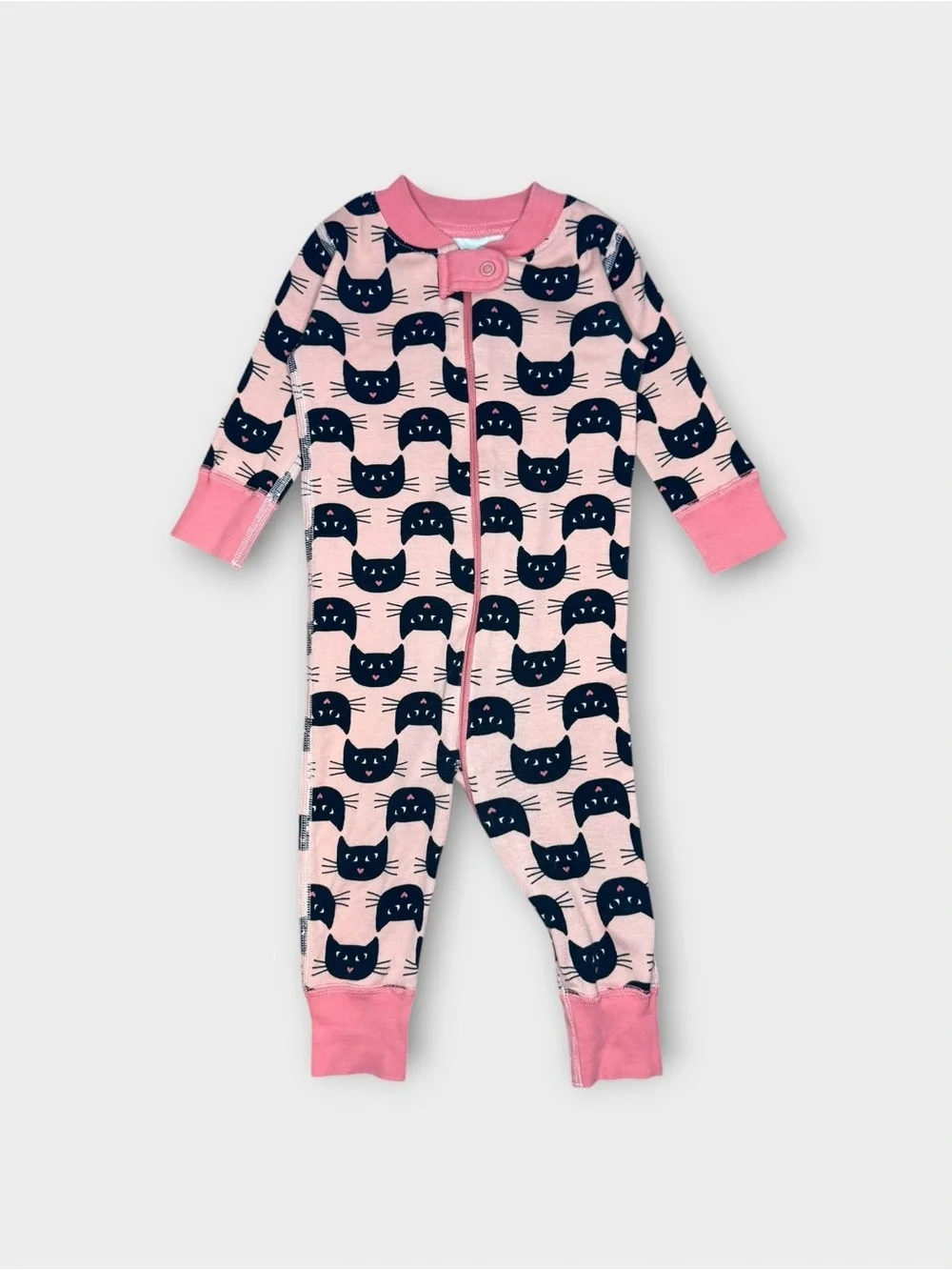 Hanna Andersson Black Cat Pattern Pink Organic Sleeper